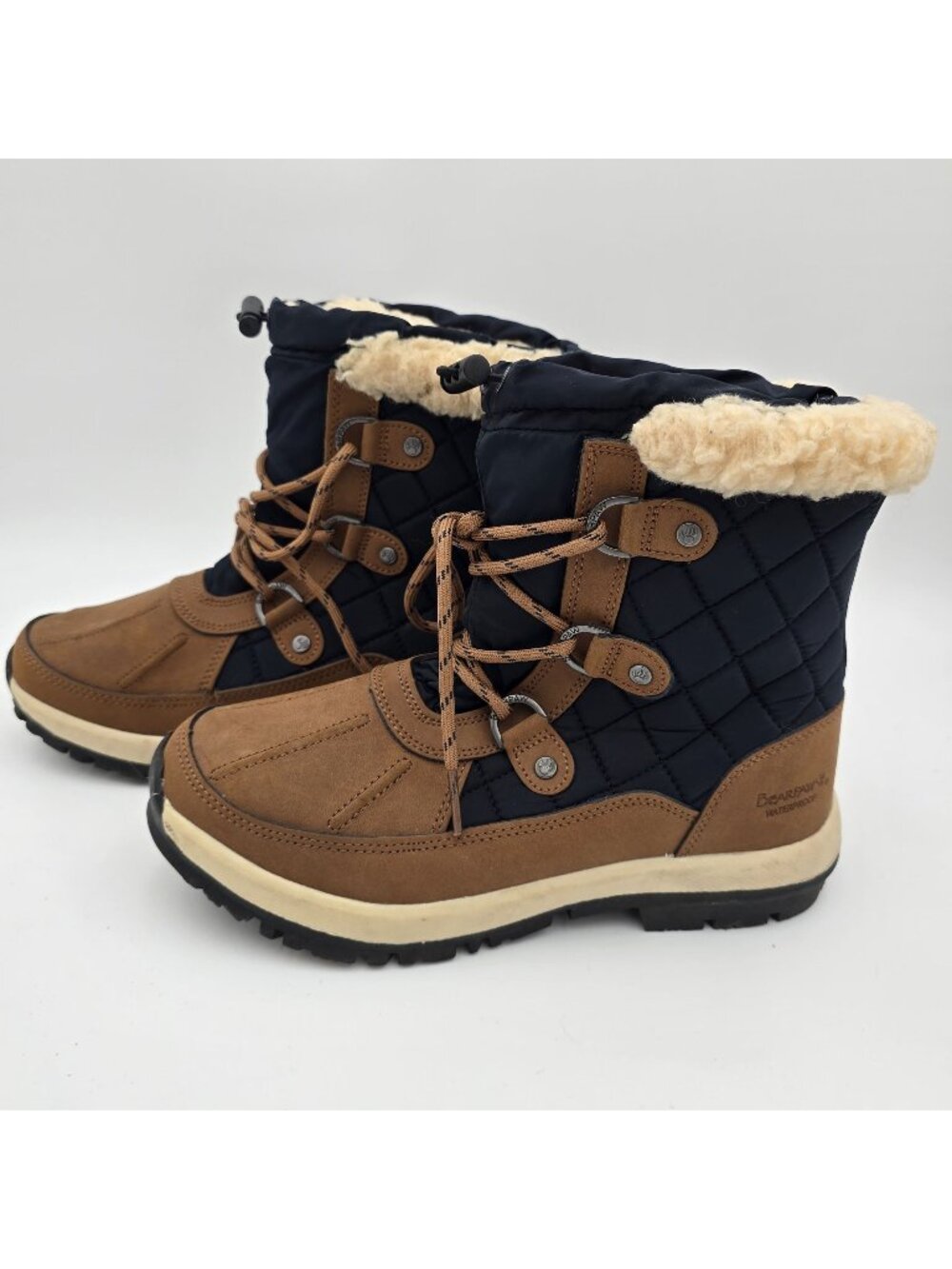 Bearpaw Womens Quilted Waterproof Winter Boots Wool Blend Upper Fur Lining